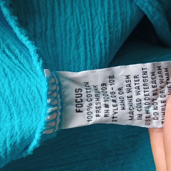 Focus Casual Line Lagenlook Textured Top M NWT, Turquoise - Picture 7 of 7